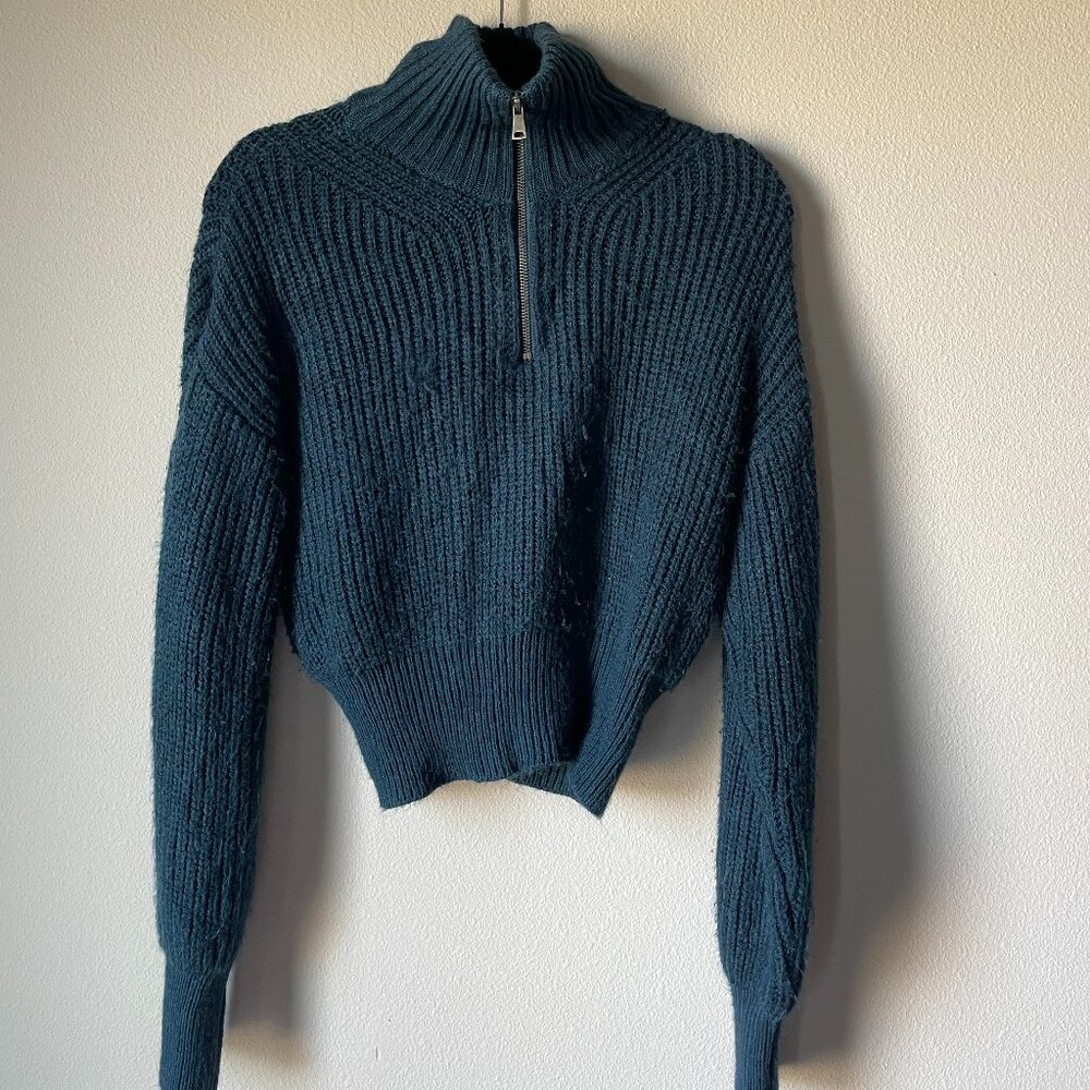 BDG Urban Outfitters Fisherman Knitted Navy Quarter Zip - Size XS